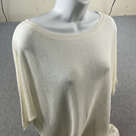 Eileen Fisher Fine Organic Linen Crepe Tunic Top Womens M Ivory Bateau $198 NEW - Picture 7 of 14